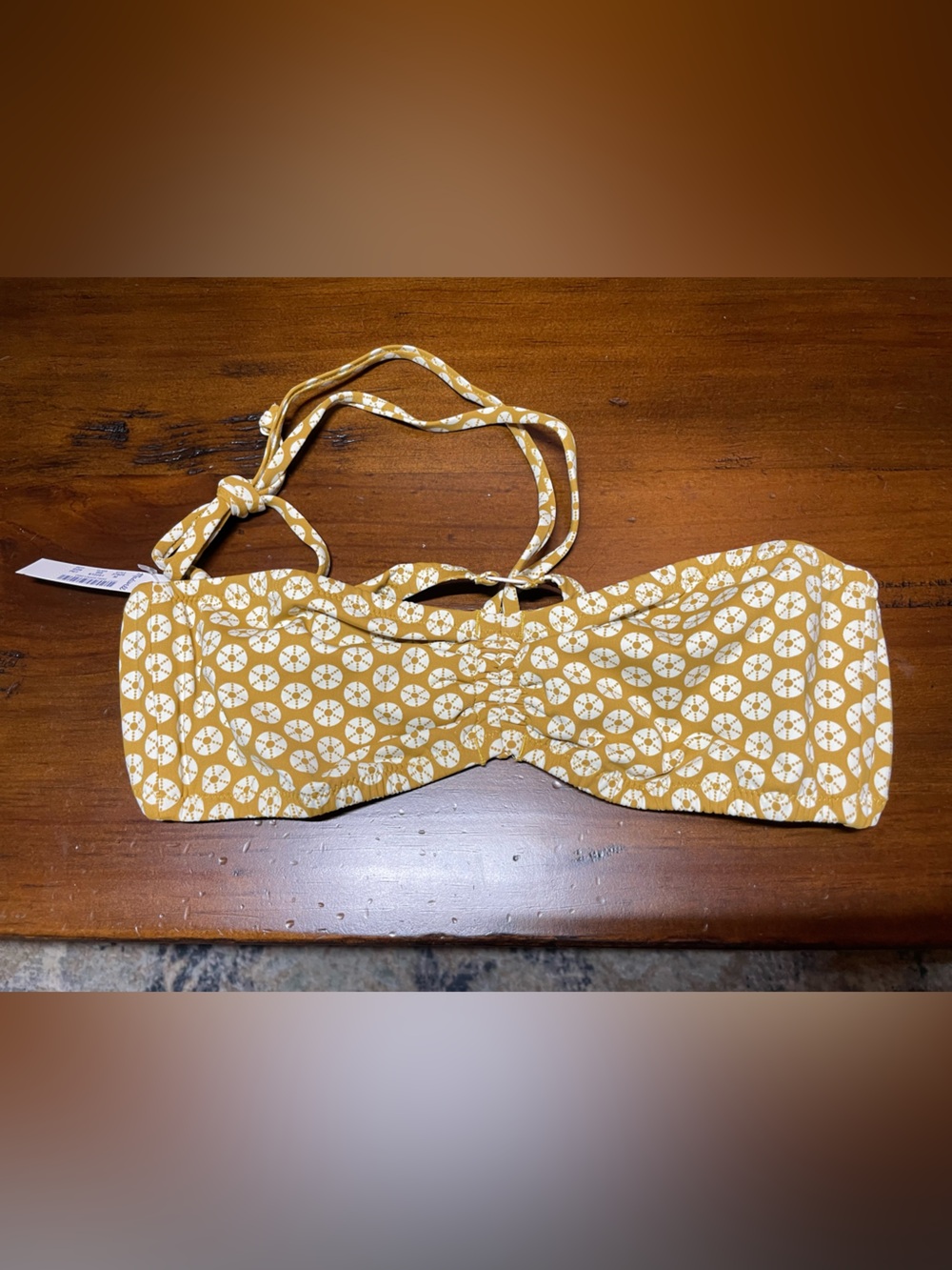 NWT MADEWELL Mustard Yellow Printed Bandeau Bikini Top M